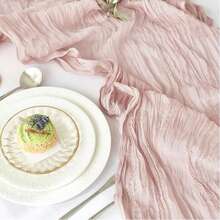 1 paquete de camino de mesa rosa estilo retro y rústico, transparente, adecuado para decoración de mesa larga en bodas y fiestas - Rosa - Ver 6