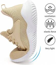 Womens Tennis Shoes Walking Sneakers - Foam Running Slip On Gym Athletic Workout Nursing Comfort Work Shoe Lightweight - 米色 - 查看 2