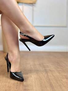 Women's Open Toe Pumps With 11cm Thin Heel Angela Galvão - 靜夜黑色 - 查看 4