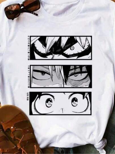 Japanese Anime MyS HeroS AcademiaS Graphic Print T Shirt Fashion Casual Crew Neck Short Sleeve Plus Size T Shirt Women playeras de algodón mujer