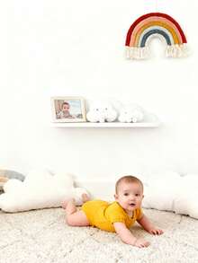 1/2/3pcs White Cloud Shaped Wall Mounted Storage Rack For Kids Room, Space-Saving Wooden Display Shelf For Storing Children's Books And Plush Toys - White - View 9