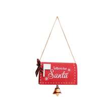 Adornos navideños colgantes: Lindo buzón de Papá Noel, adornos de madera para colgar en la decoración del hogar - Rojo - Ver 6