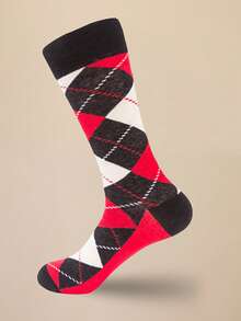 5 Paar Herren Socken mit Diamantmuster, modischer neuer Stil für Herbst/Winter, karierte lässige Paar-Socken, weiche Haus- & Studenten-Socken