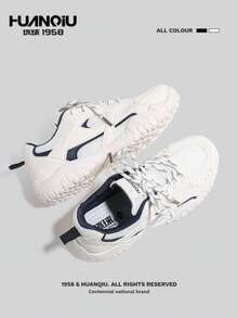 HUANQIU 女士厚底多功能白色运动鞋，透气网面，防滑，运动鞋 - 米色 - 查看 2