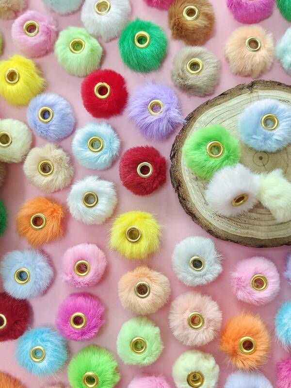 40 piezas de pompones de bolas de peluche suave de piel de conejo sintética de 20 mm, en 29 colores - Encantos de bolas esponjosas para manualidades DIY, llaveros, correas de teléfono y suministros para hacer joyas
