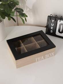 1个黑白盖木质茶叶盒，简约木质茶/咖啡包收纳盒，厨房茶室收纳盒，家居装饰收纳盒，四季皆宜 - 原木色 - 查看 3