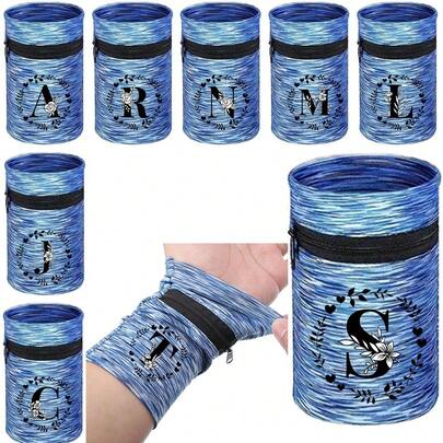 1pc Wrist Bag Zipper Running Bags Initial A To Z Letter Pattern Men Women Lightweight Wrist Wallet Pouch For Phone Key Card Sweatband Gym Fitness Sports Cycling Wristband Arm Bag Sport Bag For Sports For Fitness For Exercise Travel Bag For Vacation For Women For Men Travel Essential Durable Gym Bag Yoga Bag