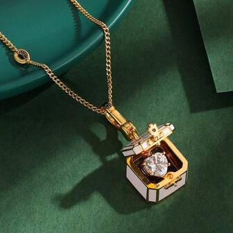 1件时尚珐琅可开启首饰盒吊坠项链，优雅心形挂件钥匙扣，适合女性日常佩戴，情人节礼物