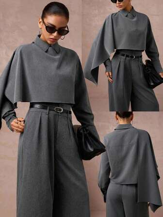 Glitzy Holiday Party Blouse, Bohemian Outdoor Layered, Wedding Season Formal Attire, Adult Ceremony Suit With Cape Sleeves, Modern Monochrome Women's Gray Shirt, Luxury Ball Gown For Halloween, Christmas, New Year