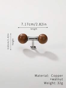 1pc Walnut Wood & Brass Vintage Bronze Cabinet Door/Drawer Pull Handle - Multicolor - View 16