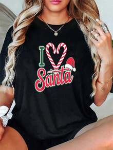 100% Algodón Unisex Pijamas de Navidad a Juego para la Familia Camiseta de Fiesta de Luces de Navidad para Mujeres y Hombres Camiseta Gráfica Casual de Cuello Redondo y Manga Corta - Negro 6 - Ver 1