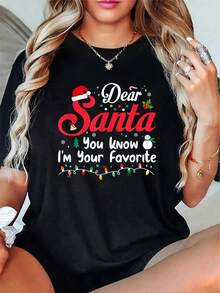 100% Algodón Unisex Querido Santa Mi Hermana Lo Hizo Camiseta Divertida de Navidad para Niños Hermanos, Camisetas Gráficas Vintage Ropa Casual, Ropa de Verano para Hombres y Mujeres - Negro 8 - Ver 1