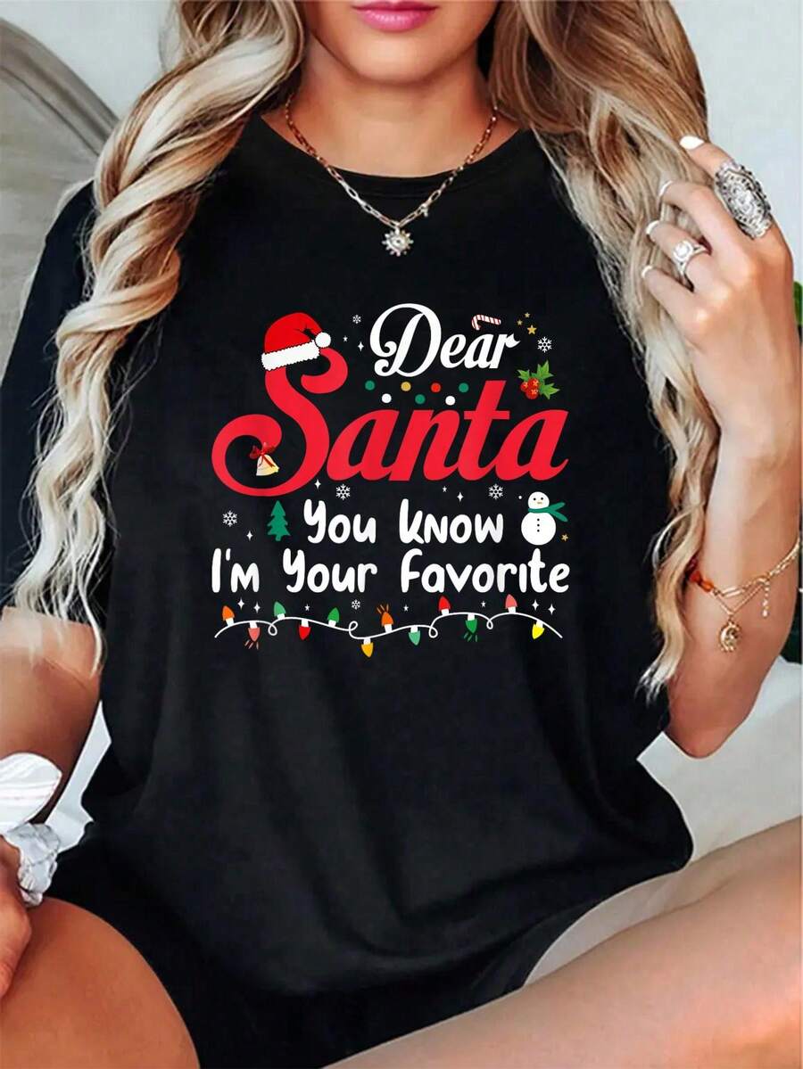 100% Algodón Unisex Querido Santa Mi Hermana Lo Hizo Camiseta Divertida de Navidad para Niños Hermanos, Camisetas Gráficas Vintage Ropa Casual, Ropa de Verano para Hombres y Mujeres - Negro 8 - Ver 1