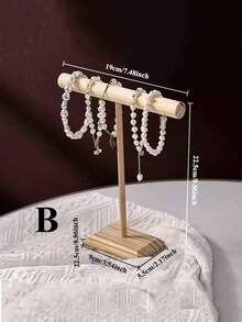 1pc Jewelry Organizer Rack, Wooden Bracelet Watch Display Stand, Necklace Holder, Holiday Gift ,Room Decor - Multicolor - View 5