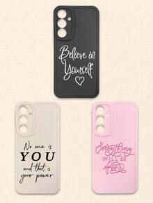 3件套多色字母印花手机壳，带摄像头保护，兼容和Galaxy智能手机 - 彩色 - 查看 53