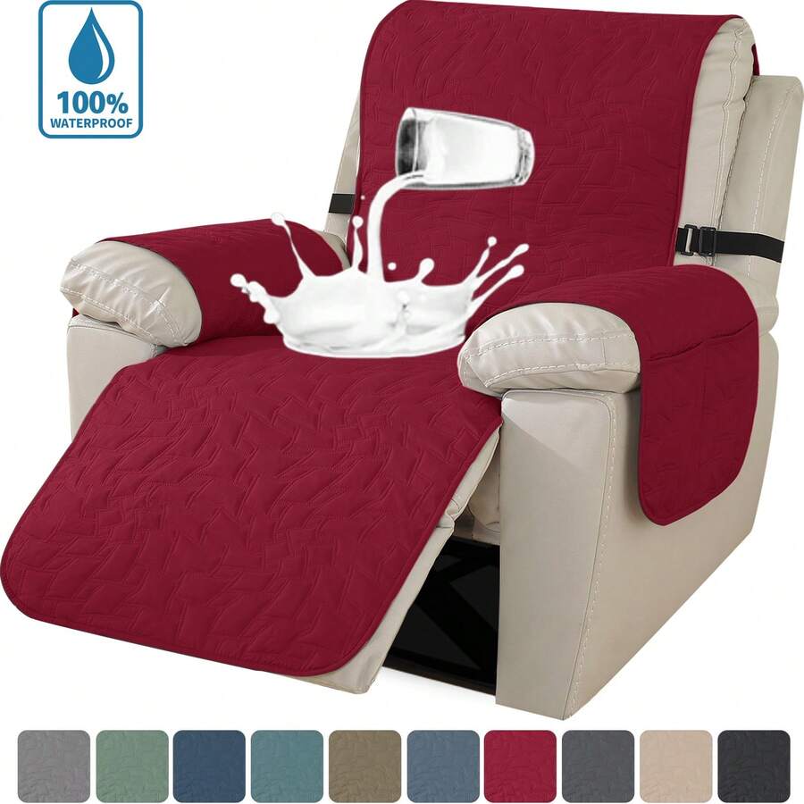 YSTYLE Single-Seater Reclining Armchair Cover, Armchair Cover With Armrests, Single-Seater Armchair Cover With Armrests, Armchair Cover With Elastic Band, Reclining Sofa Cover - Red - View 1