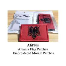 2 PCS  Albania Flag Patches Embroidered Tactical Military Morale Patch Applique Fastener Hook And Loop{Inchcolor_nameinch:InchAlbaniainch} - Albania - View 3