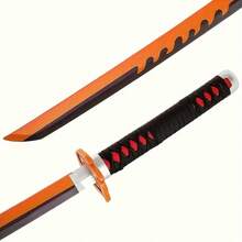 Wooden Anime Sword With Scabbard, Japanese Samurai Sword, Halloween Role Play And Cosplay Props And Decoration, Must-Have Collectible For Fans, Birthday Gift - 黃色 - 查看 5