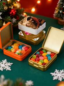 1pc Personalized Custom Rectangular Tin Box, Photo Custom Gift Box, Suitable For Gift Storage Box, Candy Storage Box, Small Storage Box, Candy Packaging Box, Custom Wedding Candy Tin, Wedding Candy Box, Personalized Gift Box Customization - Multicolor - View 5