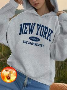 1pc Tween Girl Casual Printed Hoodie Sweatshirt, Pullover, Thick Thermal Lining, Suitable For School, Leisure, Autumn/Winter, Never Out Of Style