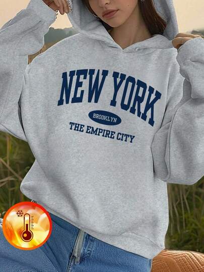 1pc Tween Girl Casual Printed Hoodie Sweatshirt, Pullover, Thick Thermal Lining, Suitable For School, Leisure, Autumn/Winter, Never Out Of Style