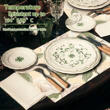 1 套/1 件/4 件/6 件牡丹图案，可机洗涤纶餐垫，耐热、防污、防水、易清洁餐垫，餐桌节日派对装饰，适合家庭、酒店、餐厅等