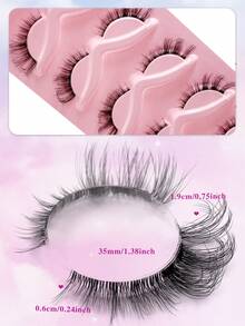 ENCHUW 5 Pairs Fake Eyelashes Cat Eye False Eyelashes With Clear Band Fluffy Soft Natural Look Eye Lashes False Eyelashes For Makeup - Black - View 2