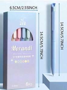 6支装混合色凝胶笔办公配件笔圆珠笔黑色笔彩色铅笔返校 - 莫內色 - 查看 7