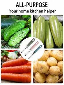 1pc Stainless Steel Fruit And Vegetable Peeler, Potato Peeler, Potato Peeler, Multifunctional Melon Slicer - Multicolor - View 9