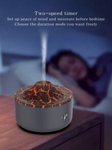 300毫升 白色/黑色 7色火焰香薰加湿器，带精油功能，USB供电桌面火焰雾化加湿器，适用于卧室客厅，装饰香薰氛围灯，可作为朋友生日节日礼物 - 彩色 - 查看 4