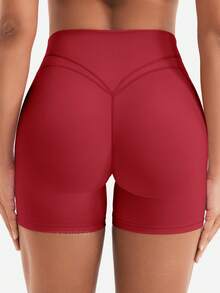 YEOREO Women Workout Yoga Shorts 4.5" No Front Seam Hidden Scrunch Almiy High Rise Buttery Biker Shorts - Màu đỏ - Xem 3