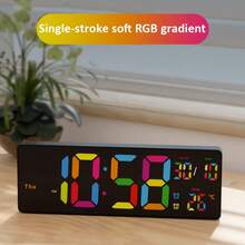 13-Inch Gradient-Color Creative LED Digital Clock, Featuring Multiple Color Gradient Modes To Switch Between. Suitable For Various Places Such As Offices And Bedrooms. Equipped With Various Colors And Soft Gradient Lighting Effects, It Is Suitable As A Bedside Table Decoration Item And Also As A Gift. - Multicolor - View 7