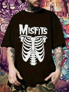 MISFITS Men's Graphic T-Shirt - Edgy Skeleton Chest Print Tee In BlackWhite. Relaxed Fit Streetwear Essential For Concerts. Festivals ; Everyday Casual Outfits - Machine Washable Summer Shirt. Festival Clothing. Bold Slogan Apparel. Medium Stretch Fabric - 黑色 - 查看 1