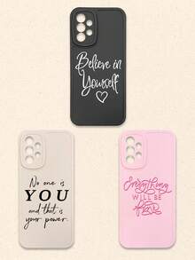 3件套多色字母印花手机壳，带摄像头保护，兼容和Galaxy智能手机 - 彩色 - 查看 11