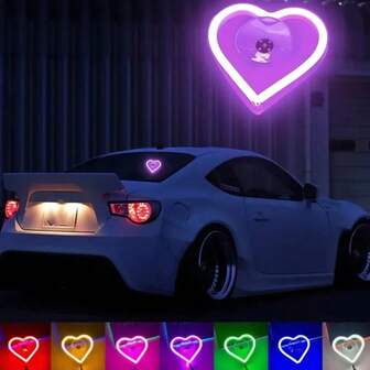 YITUMU 1PC/2PCS Heart-Shaped LED Car Window Light, Dual Power Supply (Solar & USB), Fixed-Color Ambient Lamp For Interior & Exterior Decoration, No-Wiring Design, Available In Blue, Ice Blue, Pink & Red