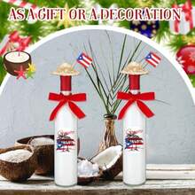 GYJ  8 Set Christmas Glass Coquito Bottles 16 Oz Clear Wine Bottles With Airtight Cap Puerto Rico Stickers Mini Straw Hats And Red Ribbon For Vanilla Extract Homemade Brewing Beverages Liqueur150 - Nhiều màu - Xem 6