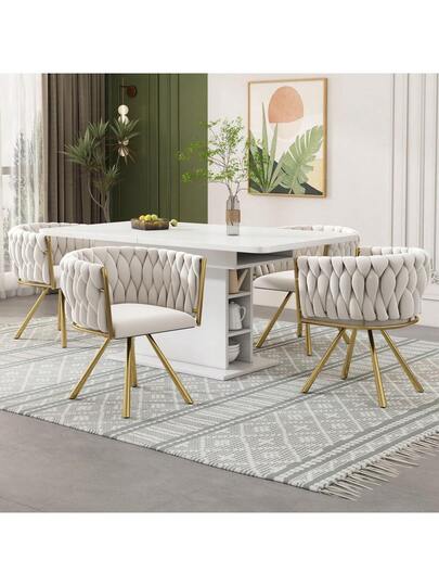 Dressing Chair, Piece, Luxe Swivel Bedroom Leisure Four Metal Support Legs, Roze view 11