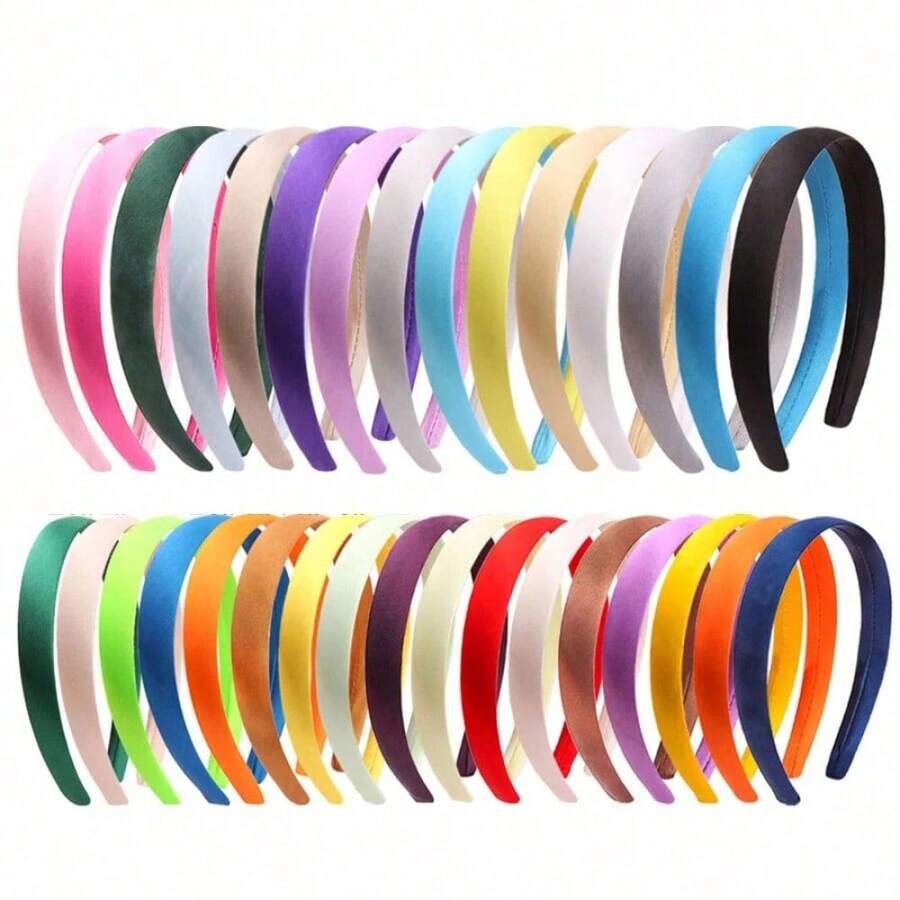 1 Pc Satin Headbands 2.0cm Width Slip-Resistant Hairband For Women's DIY Hair Accessories (Assorted Colors),Dopamine,Hairband,Hair Hoop - ngẫu nhiên - Xem 1