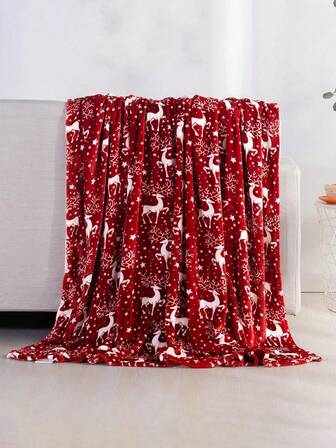 1 件法兰绒毯子、床上用品、圣诞元素图案毯子、厚实柔软的亲肤材料沙发盖毯、办公室午睡毯、房间装饰沙发毯、旅行露营多用途毯子、适用于客厅卧室、返校季、节日礼物、圣诞装饰