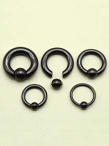 1 sztuka, nowy, gotycki, czarny, chirurgiczny pierścień ze stali nierdzewnej, pierścień do przekłucia przegrody nosowej, kolczyk do nosa, hip-hopowe kulki sprężynowe, okrągły sztanga dla kobiet i mężczyzn, seksowny pierścień BCR Piercing PA, super biżuteria do ciała, ekspander do uszu Helix, 12G-00G- 0,48 cala, duży rozmiar