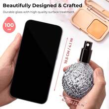 1个旅行香水瓶，可重复灌装；1个3.4盎司（100毫升）复古玻璃香水喷雾瓶，空瓶，旅行装，可重复灌装；香水喷雾器，适用于香水、古龙水等香水分配器。 - 粉色 - 查看 3