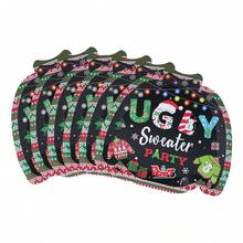 10pcs/20pcs/40pcs/50pcs,Christmas Ugly Sweater Shaped Paper Plates Blakc Merry Christmas Ugly Sweater Snowflake Disposable Trays, Ugly Christmas Sweater Plates, Xmas Tacky Sweater Birthday - Multicolor - View 9