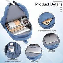 Mochila Unisex para Laptop 15.6 Pulgadas, Impermeable con Estuche para Laptop, Multifuncional para Trabajo y Viajes Cortos - Azul - Ver 3