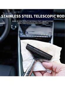 Side Mirror Squeegee, Car Mirror Squeegee, Retractable Car Rearview Mirror Wiper ,Car Rearview Mirror Wiper, Retractable Auto Glass Squeegee, Water Cleaner With Telescopic Long Rod, Portable Cleaning Tool ,Car Side Mirror Squeegee, Retractable Wing Mirror Wiper Cleaner, Portable Vehicle Interior Exterior Accessories For Rainy Foggy Weather, Portable Car Window Cleaner Snow Brush,21cm(8. 2inches) To 98cm/38. 6 Inches(Max. ) - 1pcs - 查看 3