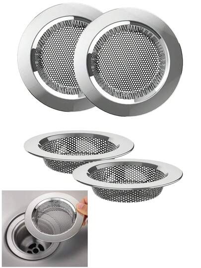 厨房水槽排水过滤器 3 合 1，不锈钢弹跳式水槽塞带铜质弹力芯，防堵塞食物收集篮，