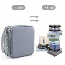 UENTIP CD Case For Car,48 Capacity DVD Case Portable Zipper Holder Large Storage CD Wallet CD Organizer Home Travel (Grey, 48){Inchcolor_nameinch:Inchgreyinch} - Grey - View 5
