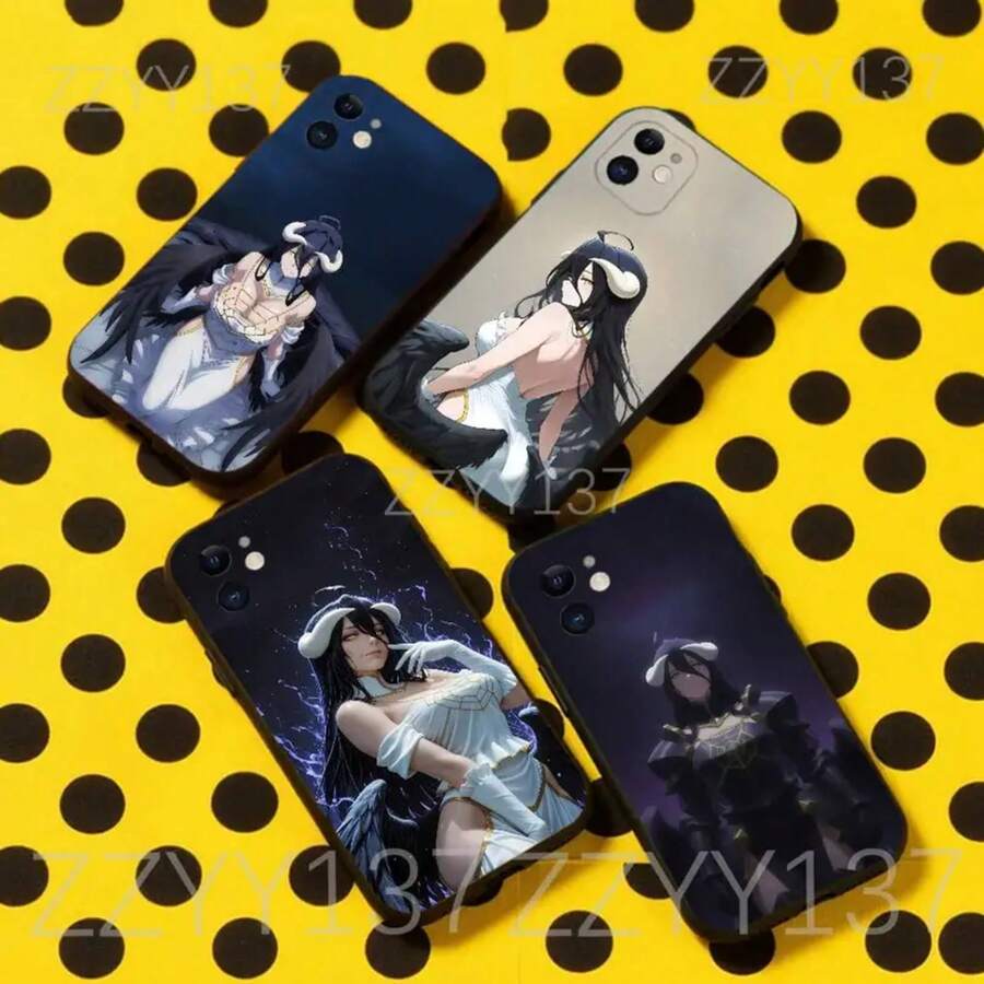 O-Overlord Albedo Phone Case Cover Compatible With 17, 16, 15, 14, 13, 12, 11, Pro, Max, Plus, Air, X, XS, XR, SE, 8, 7, Mini, Soft Black Funda, Cover Compatible With 17 Case, 17 Pro Case, 17 Pro Max Case - Z7 - Xem 1