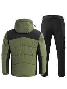 1 conjunto Estilo novio Ropa deportiva y para exteriores para hombres, Conjunto deportivo y de recreación profesional estilo novio para hombres, Ropa de esquí estilo novio para hombres, Chaqueta y pantalones MY631 - Verde militar - Ver 8