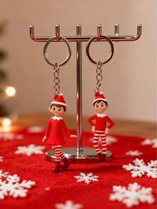 1PC Christmas Exquisite Pendant, Cute Boy And Girl Keychains, Car Keys/Bag Accessories, Couple Pendant, Perfect Christmas/New Year Gift - Multicolor - View 3