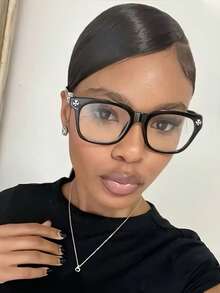 1 Pair Oversized Square Vintage Versatile Transparent Eyeglasses, Full Frame Personalized Women's Flat Lens, Suitable For Travel, Vacation, Daily Wear And Decoration. Vintage Personalized Transparent Glasses, Oval Versatile Flat Lens - 009065-black - View 2